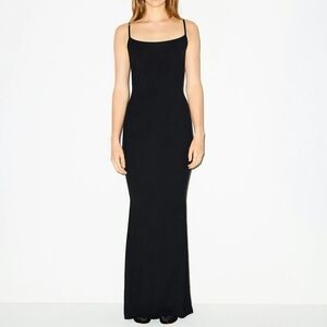 Skims Soft Lounge Long Slip Rib Dress Onyx Size SMALL AP-DRS-0596